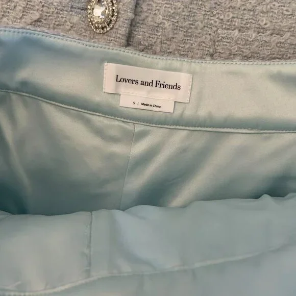 NWT Loves + Friends Revolve Balle Vest + Short Set of 2 Baby Blue Small Tweed